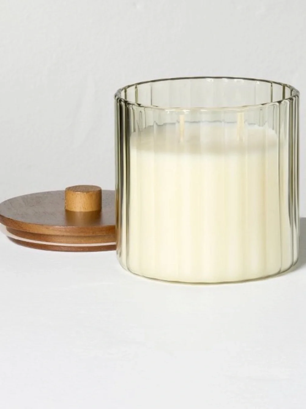 Hearth and Hand Sea Salt 2 wick Scented Candle in Ribbed Glass